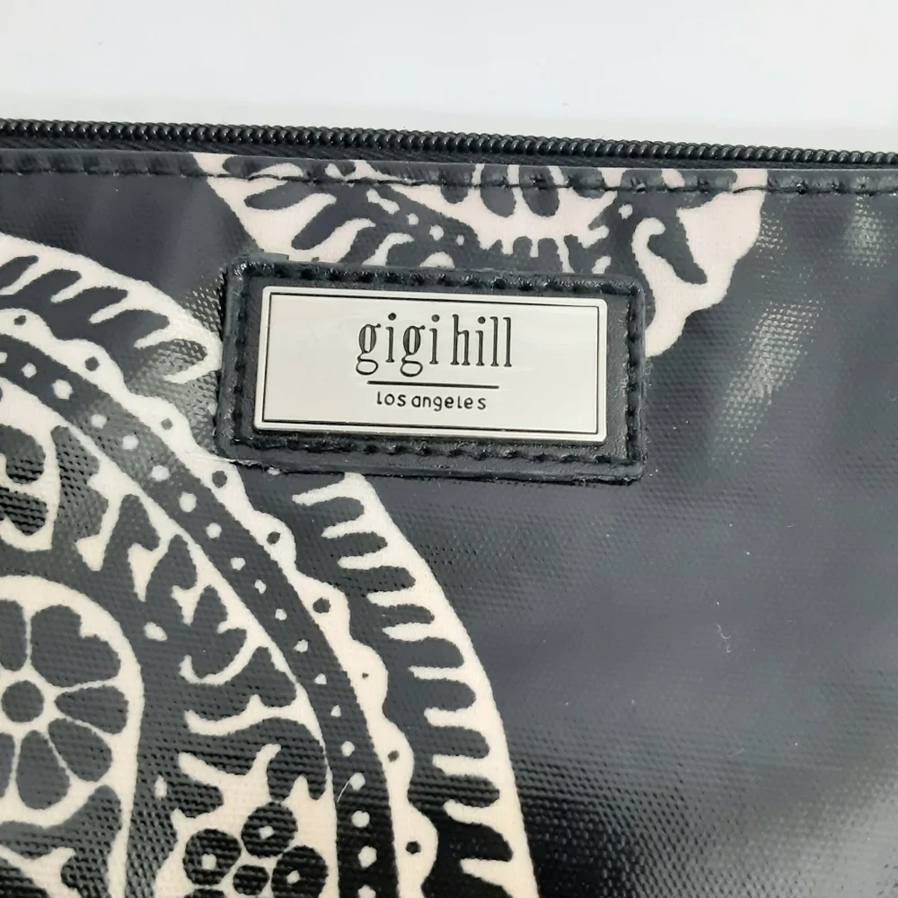 Gigi Hill Los Angeles black print makeup bag